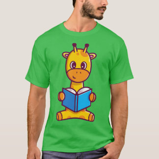 Camiseta Personalizado de libro de lectura de jirafa cuta