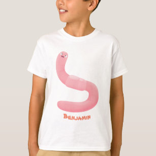 Camiseta Personalizado de lombrices de tierra rosa y alegre