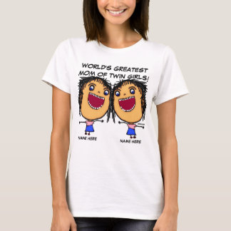 Camiseta Personalizado De Mamá De Chicas Gemelos