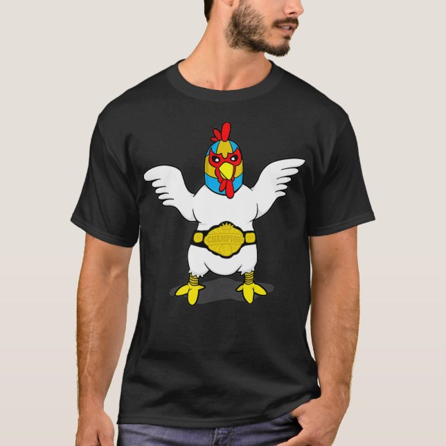 Camiseta Personalizado de máscara de pollo Luchador lucha c (Anverso)