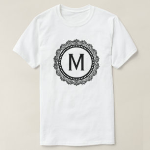 Camiseta Personalizado De Medallón Blanco Y Negro