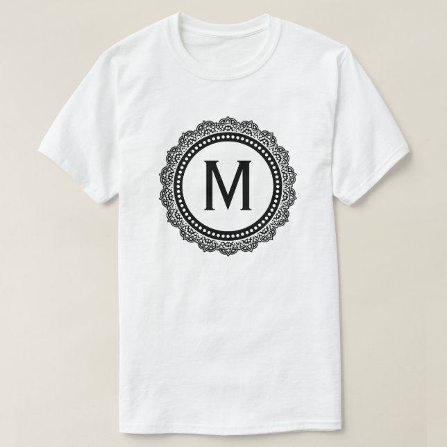 Camiseta Personalizado De Medallón Blanco Y Negro (Diseño del anverso)
