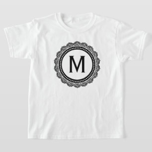 Camiseta Personalizado De Medallón Blanco Y Negro