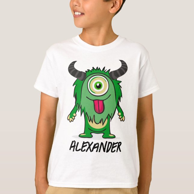 Camiseta Personalizado de Monstruo Verde Ojo de Alien Funny (Anverso)