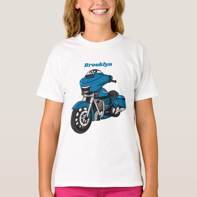 Camiseta Personalizado de moto azul feliz (Anverso)