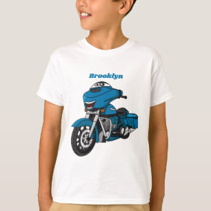 Camiseta Personalizado de moto azul feliz
