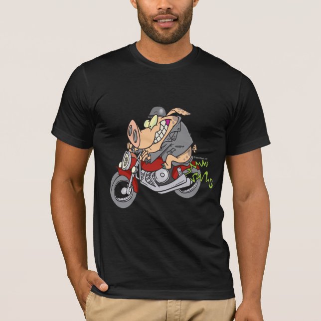 Camiseta personalizado de motocicleta de cerdo en bicicleta (Anverso)