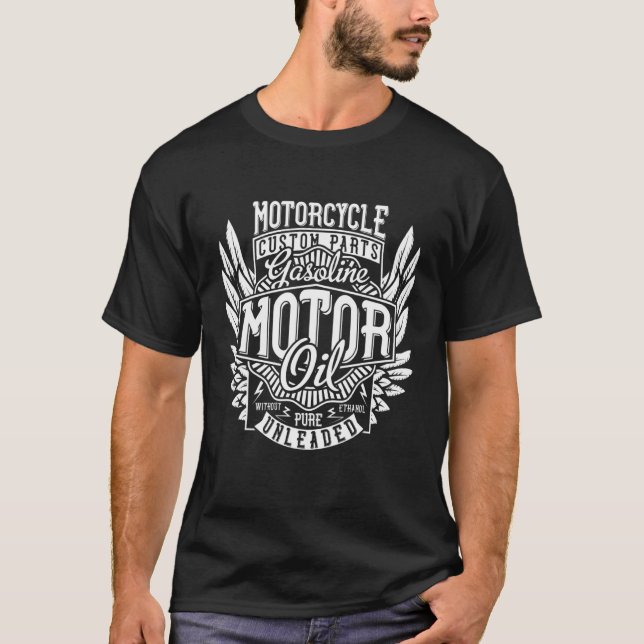 Camiseta Personalizado de motocicletas Piezas Óleo para mot (Anverso)