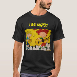 Camiseta Personalizado de música en vivo negro
