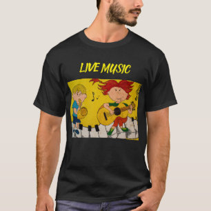 Camiseta Personalizado de música en vivo negro