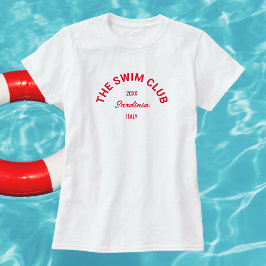 Camiseta Personalizado De Natación Escudo Rojo Mujeres