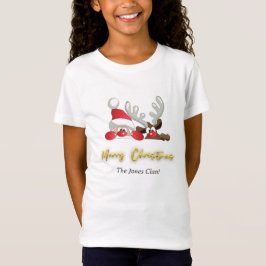 Camiseta Personalizado de Navidad de renos Santa María Chic