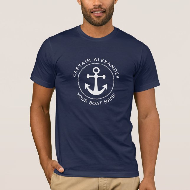 Camiseta Personalizado de nombre de barco del capitán de la (Anverso)