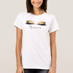 Camiseta Personalizado de nombre de princesa negra dorada m
