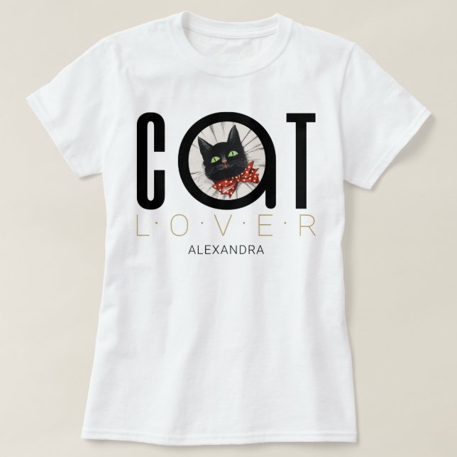 Camiseta Personalizado de nombres de corbata del gato Lover (Diseño del anverso)