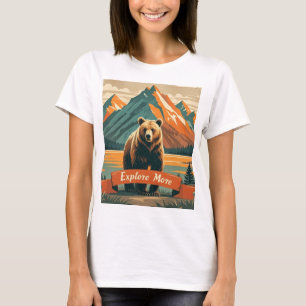 Camiseta Personalizado de oso de estilo retro y cordillera