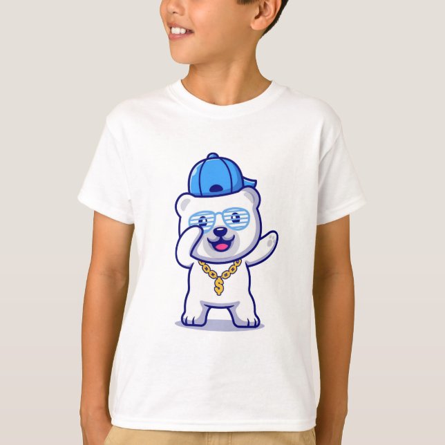Camiseta Personalizado de oso polar con Gorra y cadena de o (Anverso)