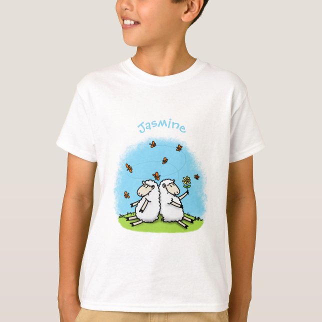 Camiseta Personalizado de ovejas y mariposas (Anverso)