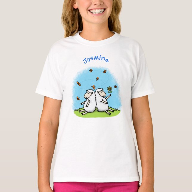 Camiseta Personalizado de ovejas y mariposas (Anverso)
