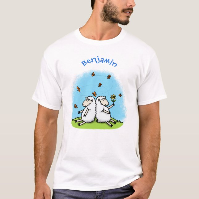 Camiseta Personalizado de ovejas y mariposas (Anverso)