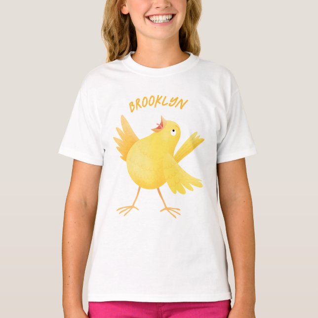 Camiseta Personalizado de pájaro canario amarillo cantando  (Anverso)