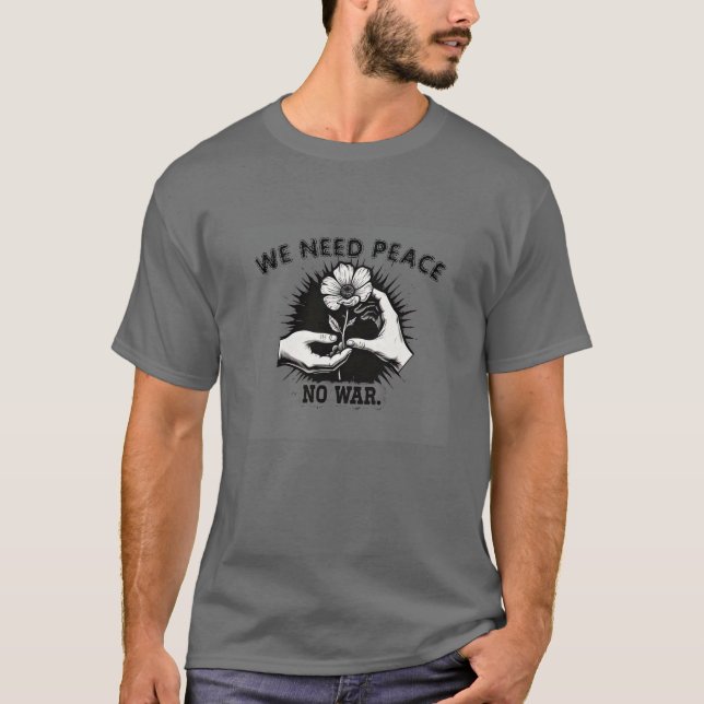 Camiseta personalizado de Paz de Flores Manos "Sin Guerra" (Anverso)