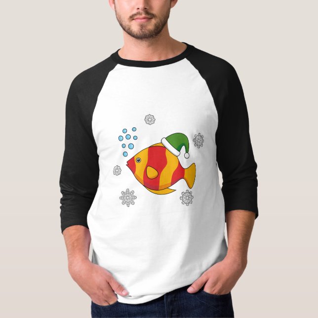 Camiseta Personalizado de peces tropicales de Navidad en pa (Anverso)
