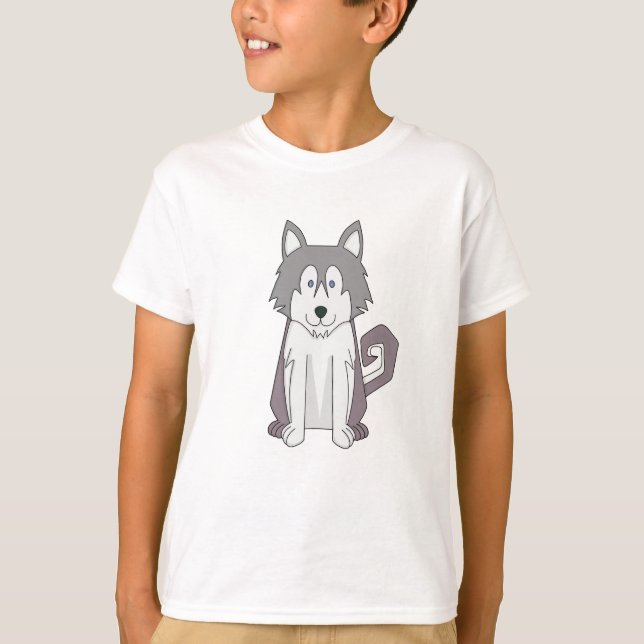 Camiseta Personalizado de perro asombroso Husky Siberiano (Anverso)
