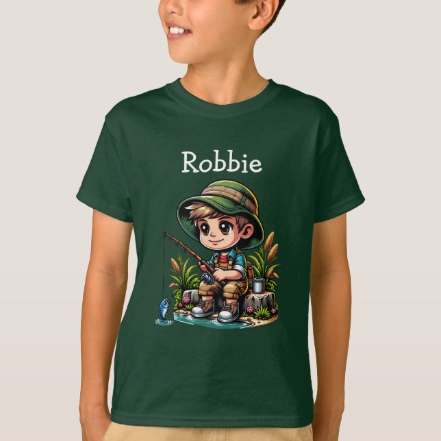 Camiseta Personalizado de pesca de niños pequeños personali (Anverso)
