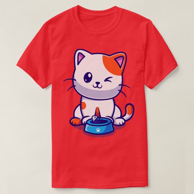 Camiseta Personalizado de pescado para comer gato (Diseño del anverso)