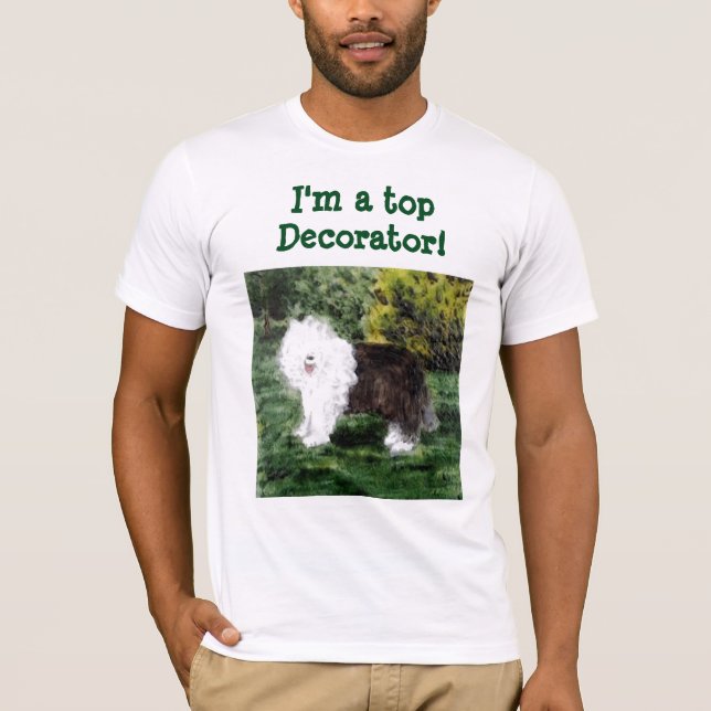 Camiseta Personalizado de pintura de perro pastor inglés an (Anverso)