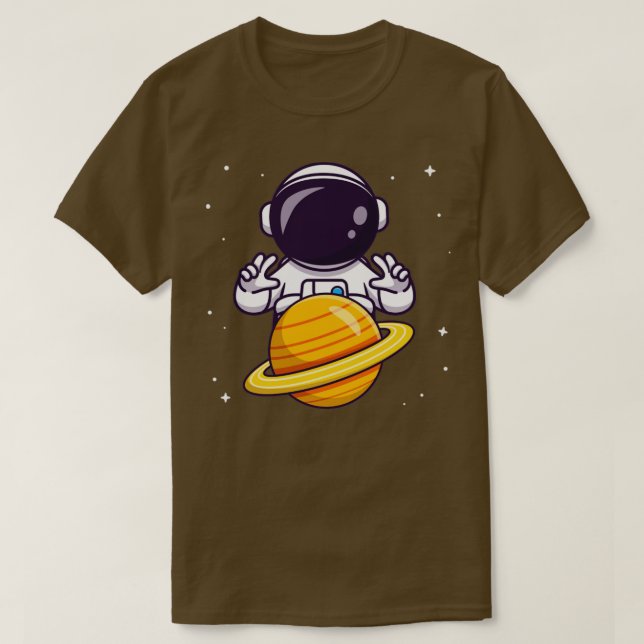 Camiseta Personalizado de Planeta de Control Astronauta (Diseño del anverso)