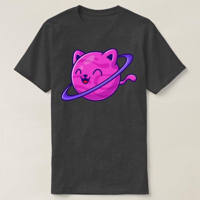 Camiseta Personalizado de planeta de gato lindo1 (Diseño del anverso)