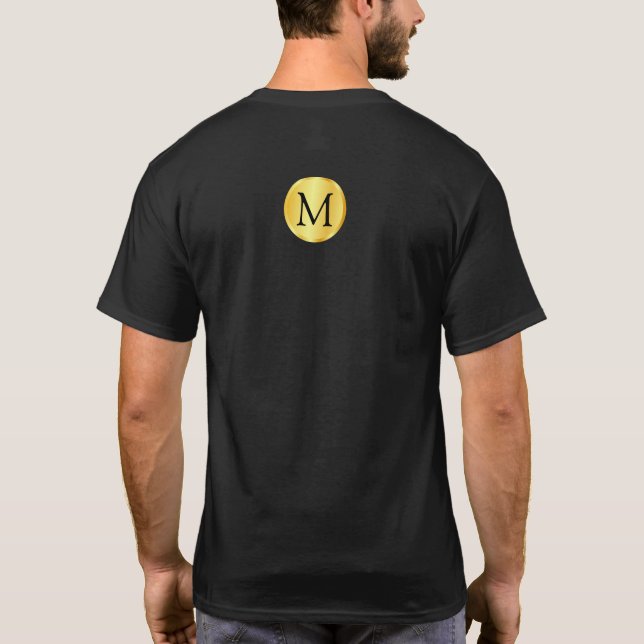 Camiseta Personalizado de plantilla de monograma negro eleg (Reverso)