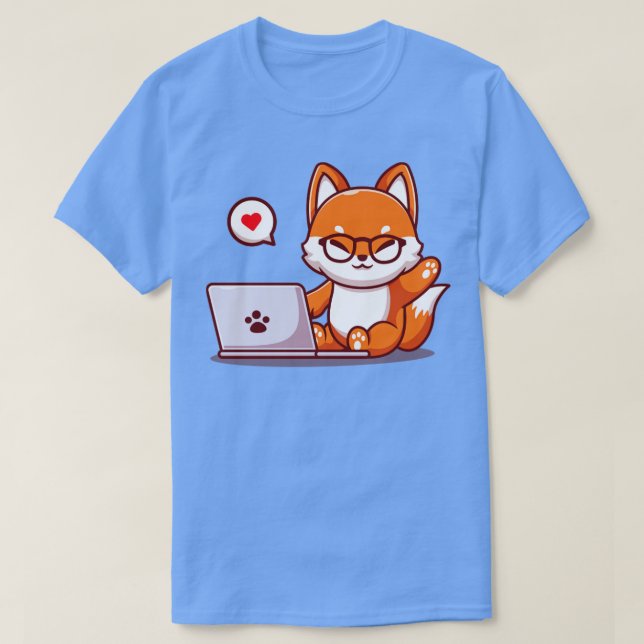 Camiseta Personalizado de portátil operativo Cute Fox (Diseño del anverso)