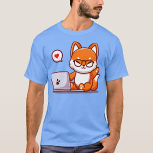 Camiseta Personalizado de portátil operativo Cute Fox