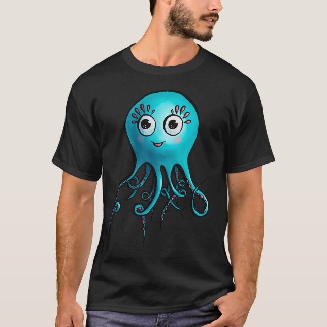 Camiseta Personalizado de pulpo azul - Creatura marina (Anverso)