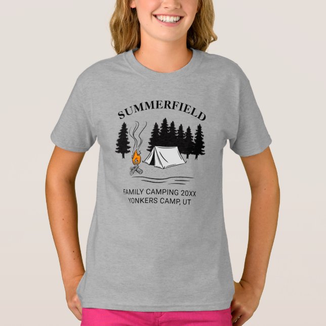 Camiseta Personalizado de Reunión de Familia Camping Trip C (Anverso)