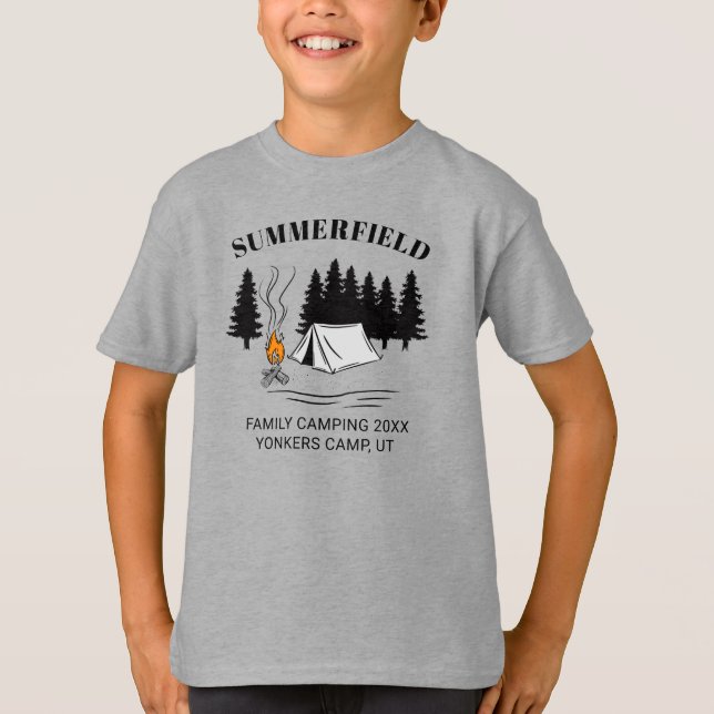 Camiseta Personalizado de reunión familiar de camping campi (Anverso)