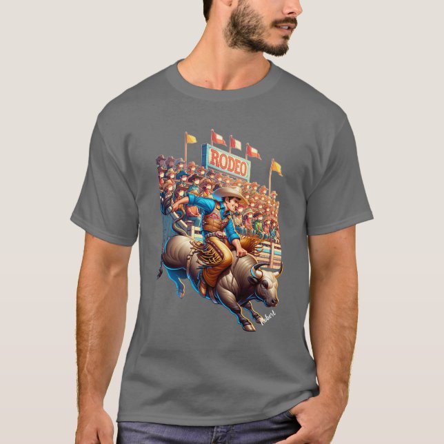 Camiseta Personalizado de Rodeo Occidental de Cowboy Bull R (Anverso)