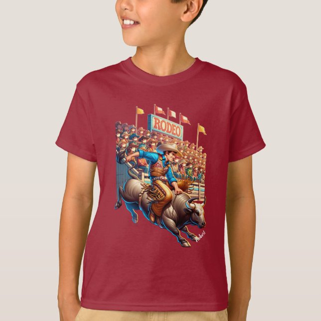 Camiseta Personalizado de Rodeo Occidental de Cowboy Bull R (Anverso)