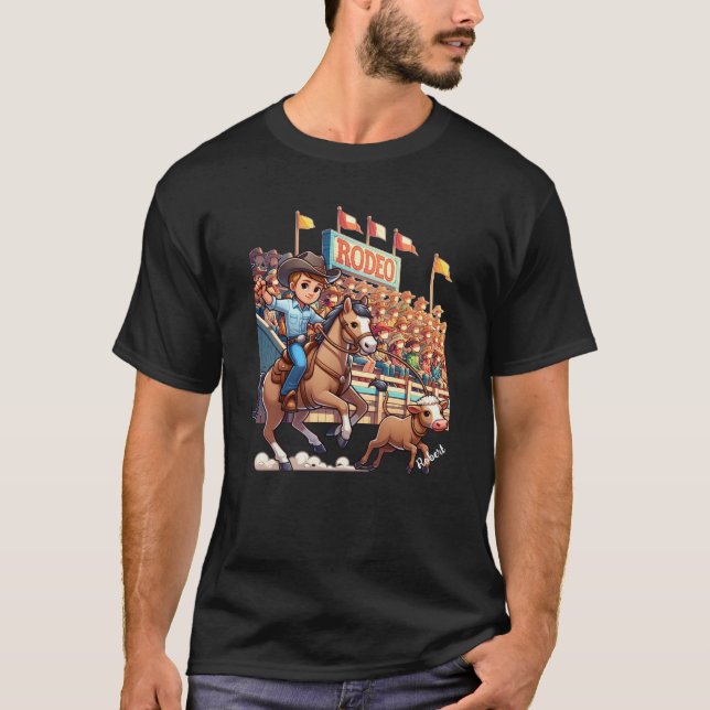 Camiseta Personalizado de Rodeo Occidental de Cowboy Calf R (Anverso)