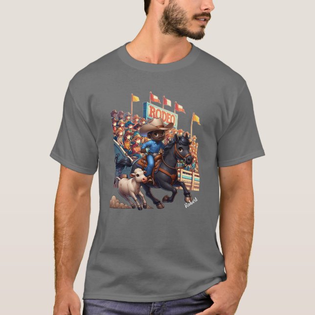 Camiseta Personalizado de Rodeo Occidental de Cowboy Calf R (Anverso)