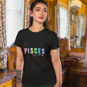 Camiseta Personalizado de Rótulo Pisces Cumpleaños T-Shirt