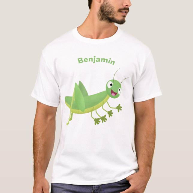 Camiseta Personalizado de saltamontes alegre verde (Anverso)