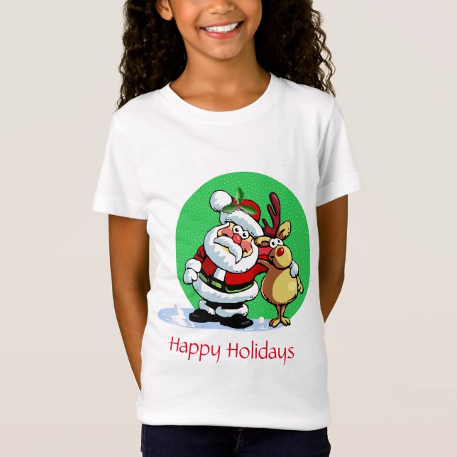 Camiseta Personalizado de Santa Claus con renos (Anverso)