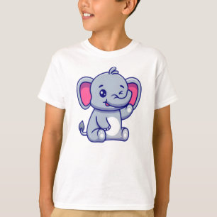 Camiseta Personalizado de sentada de elefante bebé lindo