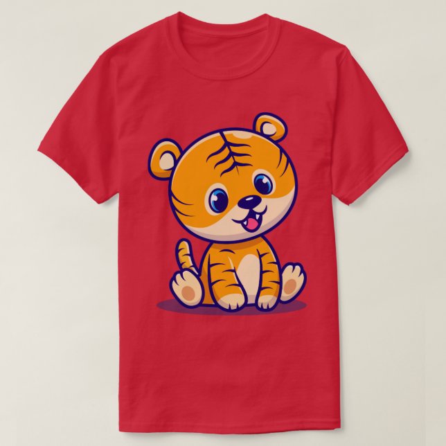Camiseta Personalizado de sentada de tigre bebé lindo1 (Diseño del anverso)
