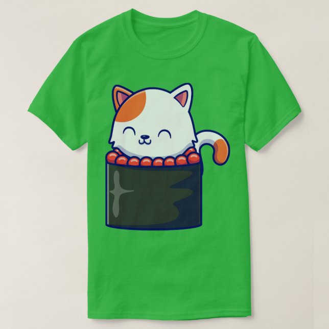 Camiseta Personalizado de sushi de gato lindo (Diseño del anverso)