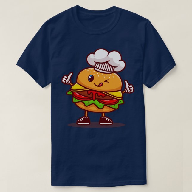 Camiseta Personalizado de tapón para el Chef de la hamburgu (Diseño del anverso)